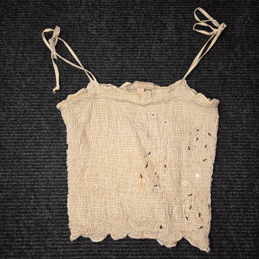 Y2k TRF Boho Cream Gauze Cami Women's Medium